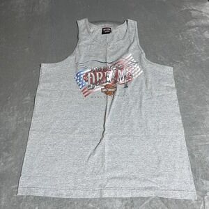Vintage Y2K Harley Davidson Tank Top Mens XL Gray‎ Motorcycles USA Topeka KS